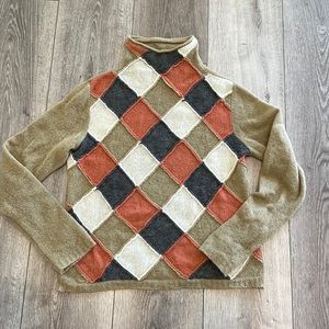 Burberry Argyle Sweater in Tan, Red, Black, and Cream